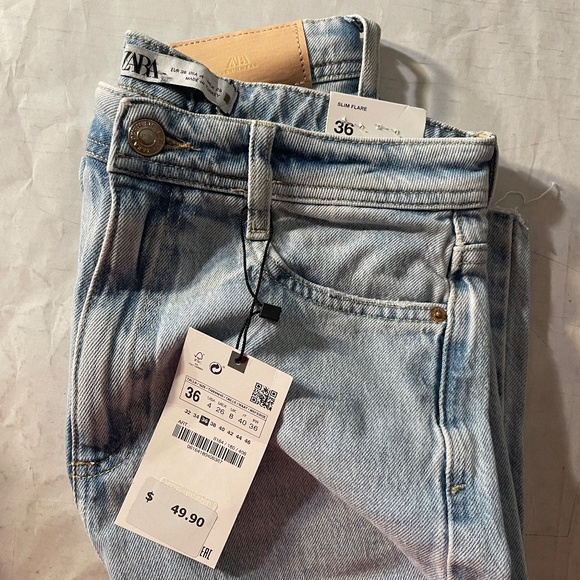 Zara Light Blue Slim Flare Jeans - Picture 11 of 14